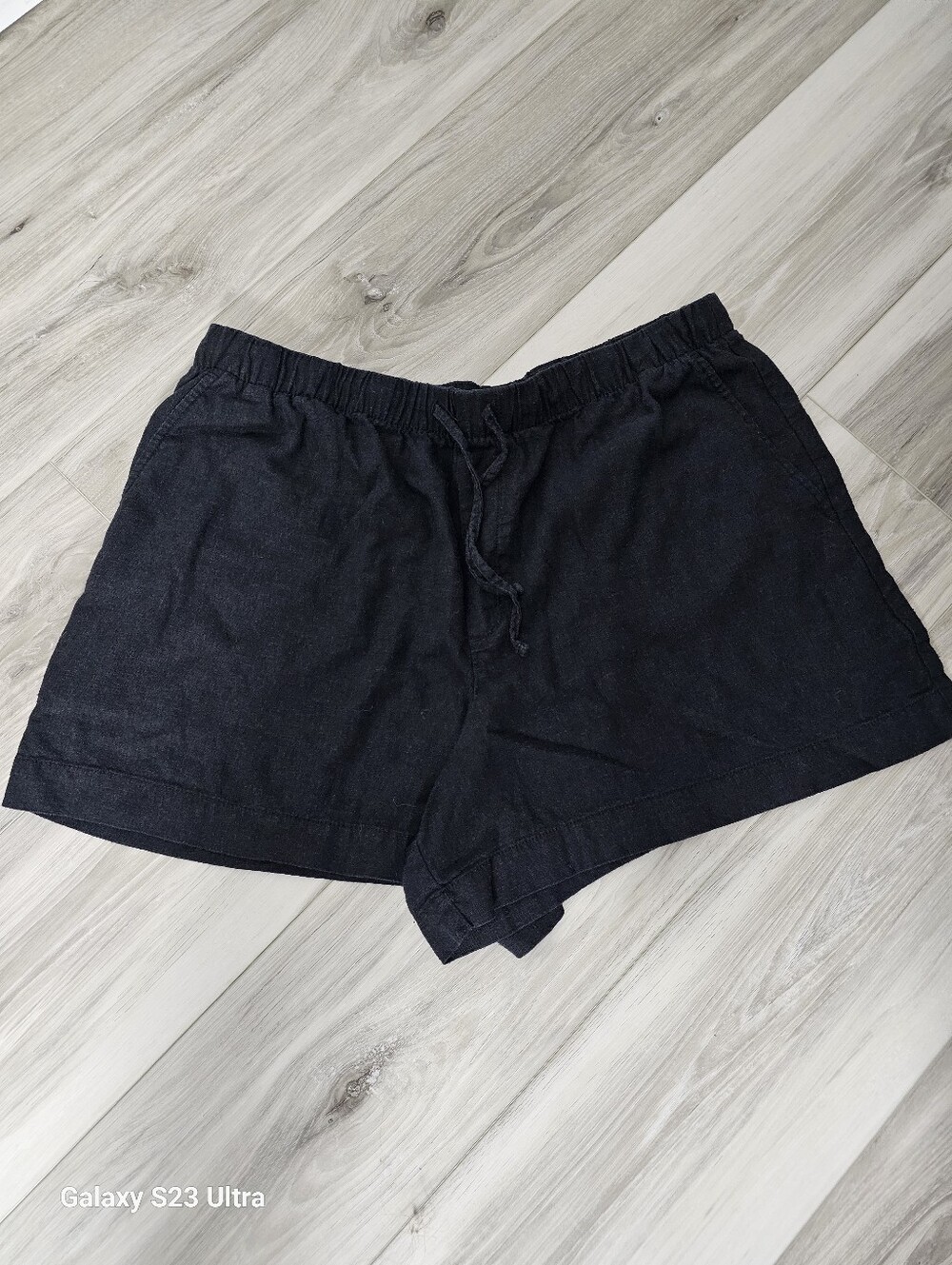 GAP Black Women's Drawstring Linen-Blend Shorts Sz L